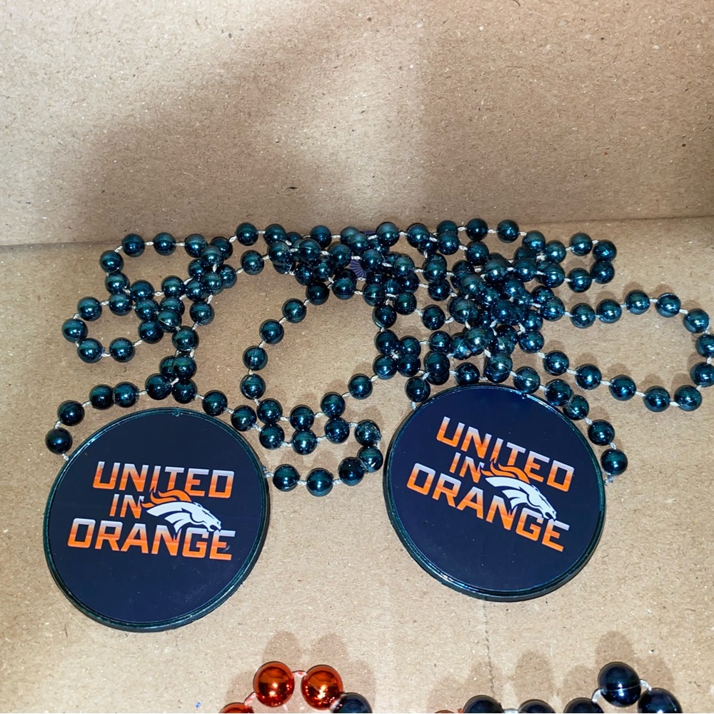 United in Orange Beaded Necklaces Plastic DENVER BRONCOS NFL football rare cool